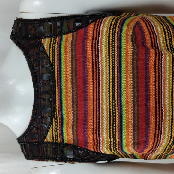 FREE PEOPLE NEW ROMANTIC BEADED BOHO STRIPED DRESS EUC - Picture 10 of 12